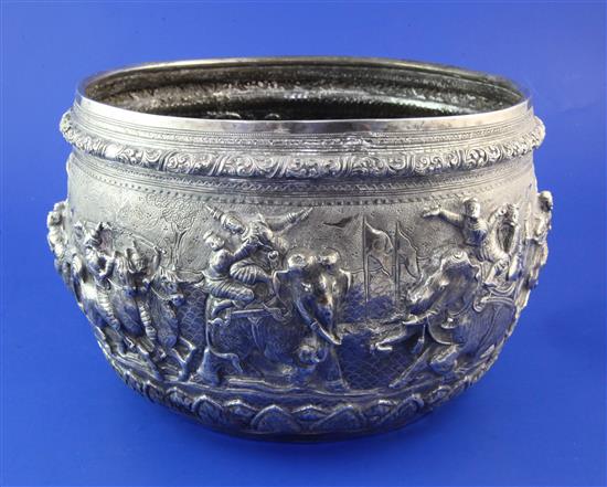 A late 19th/early 20th century Burmese silver jardinere, gross 43 oz.